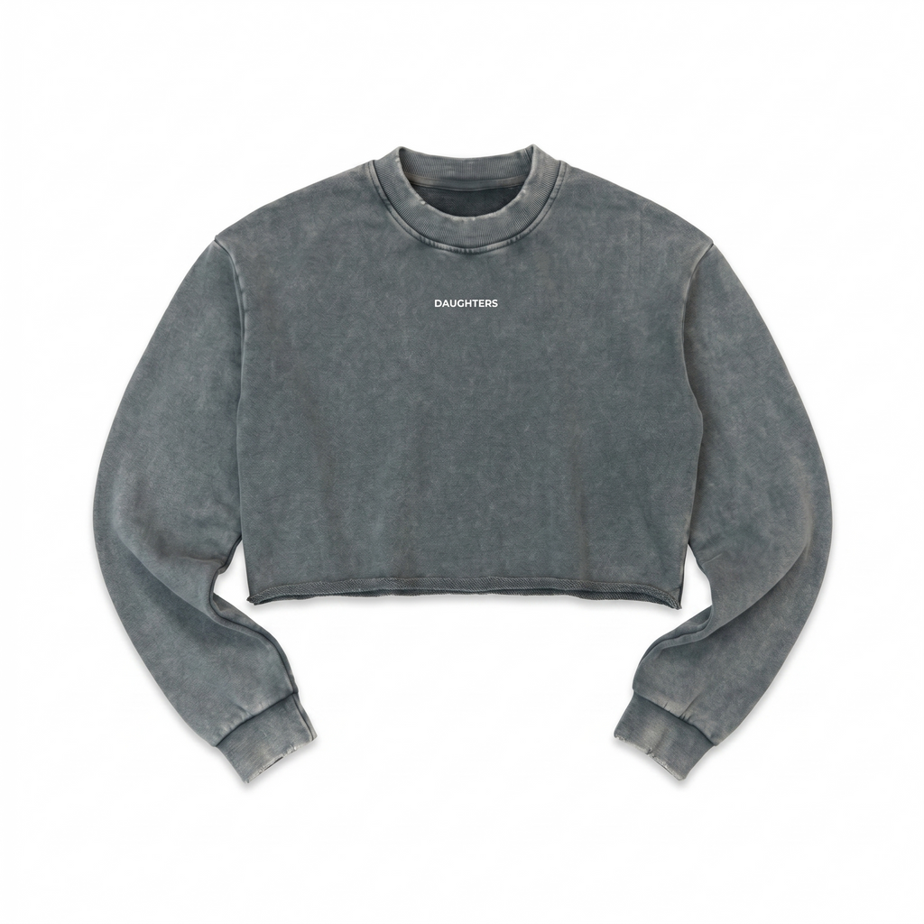 Cropped Raw Edge Logo Sweatshirt