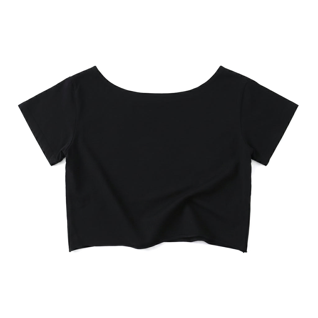 Cropped Off-Shoulder Logo Top
