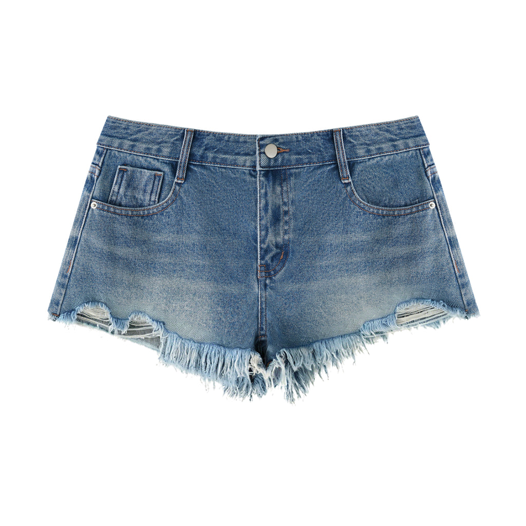 Ripped Denim Shorts