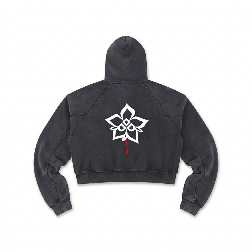 Cropped Bleeding Rose Hoodie