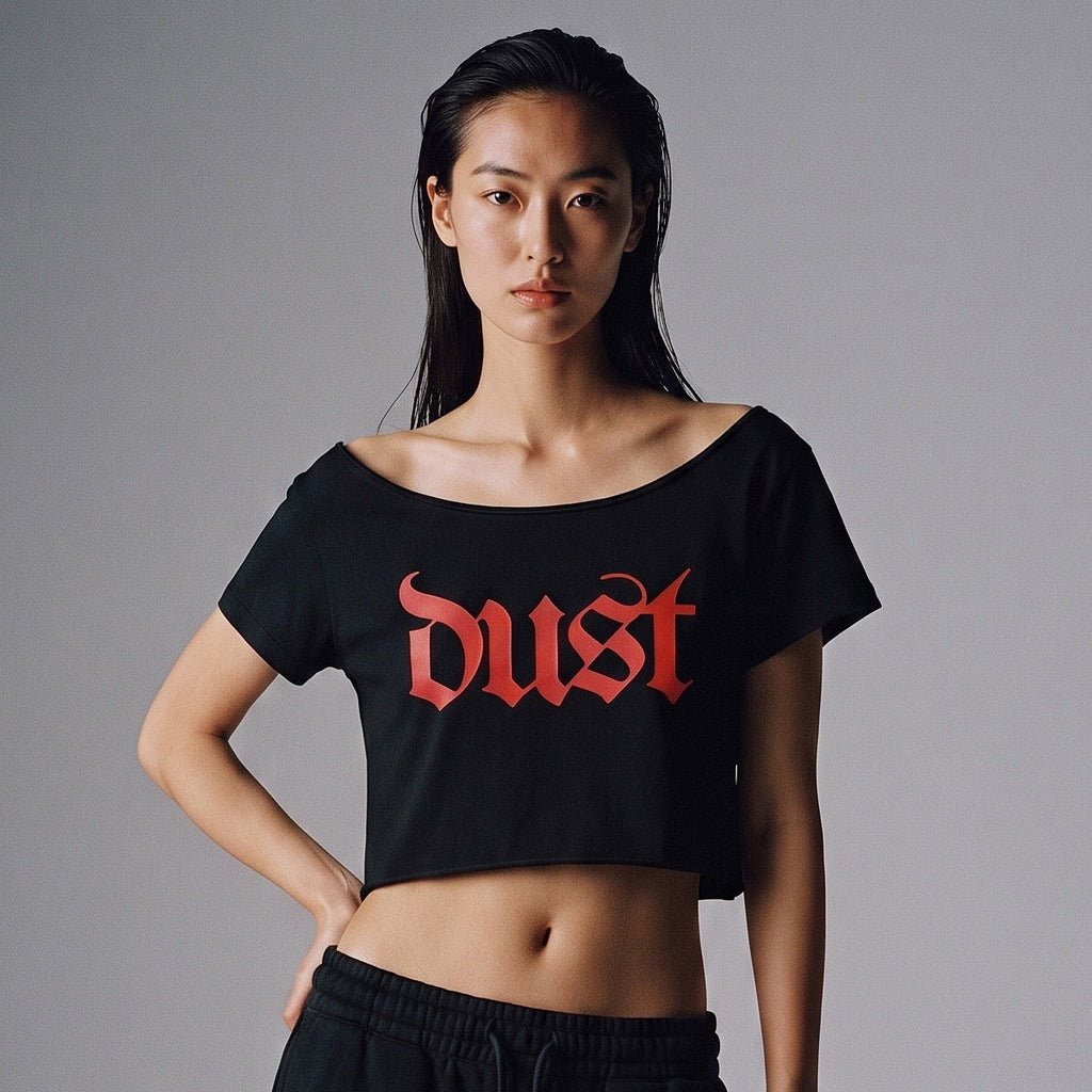 Cropped Off-Shoulder Logo Top