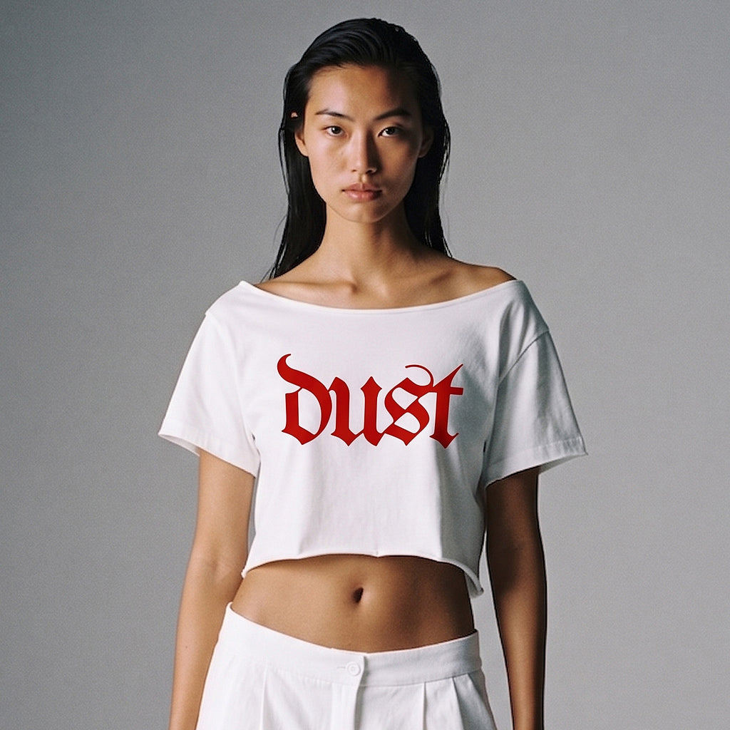 Cropped Off-Shoulder Logo Top