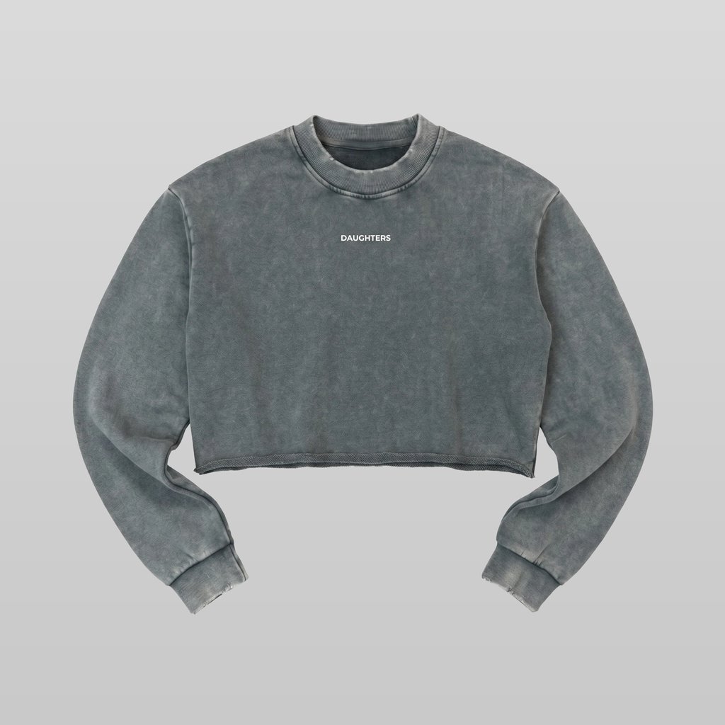 Cropped Raw Edge Logo Sweatshirt