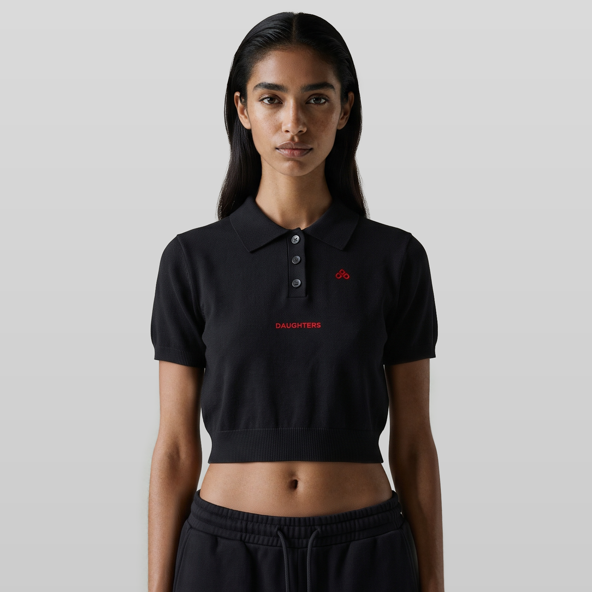 Cropped Knit Logo Polo